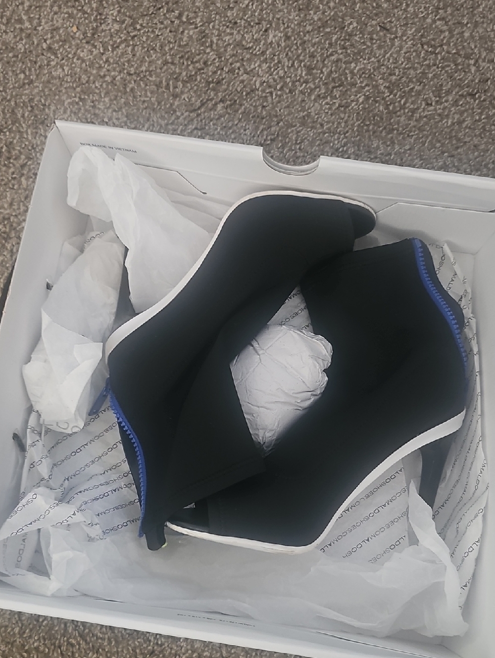 Aldo Black Ankle Booties with Blue Trim
